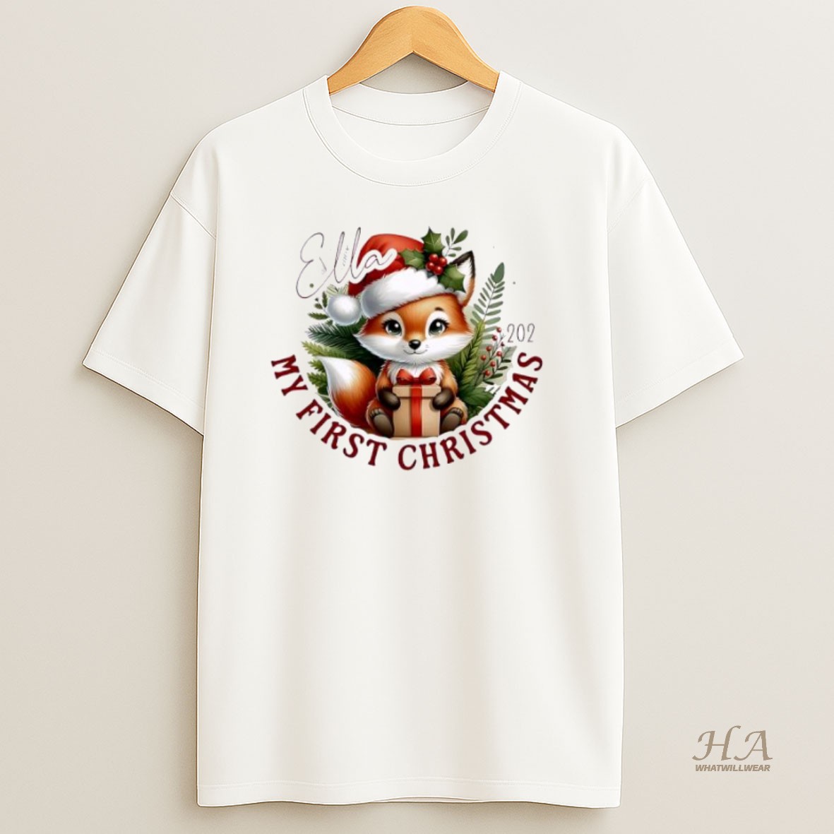 Official Baby Fox Xmas Babys First Christmas Personalized Ornaments White T Shirt