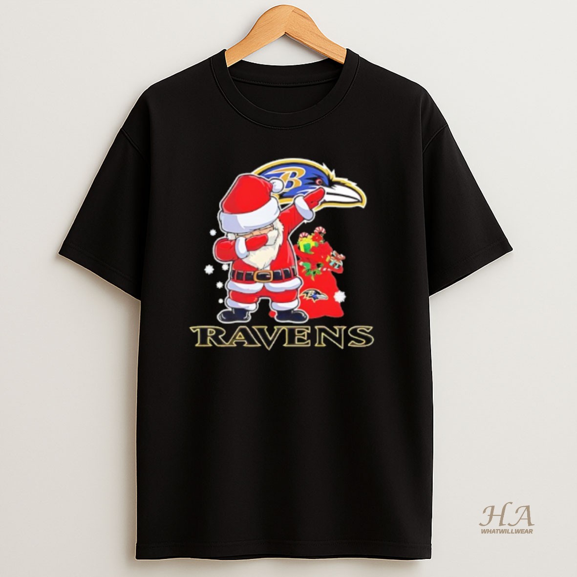 Official Baltimore Ravens Dabbing Santa Christmas T Shirt