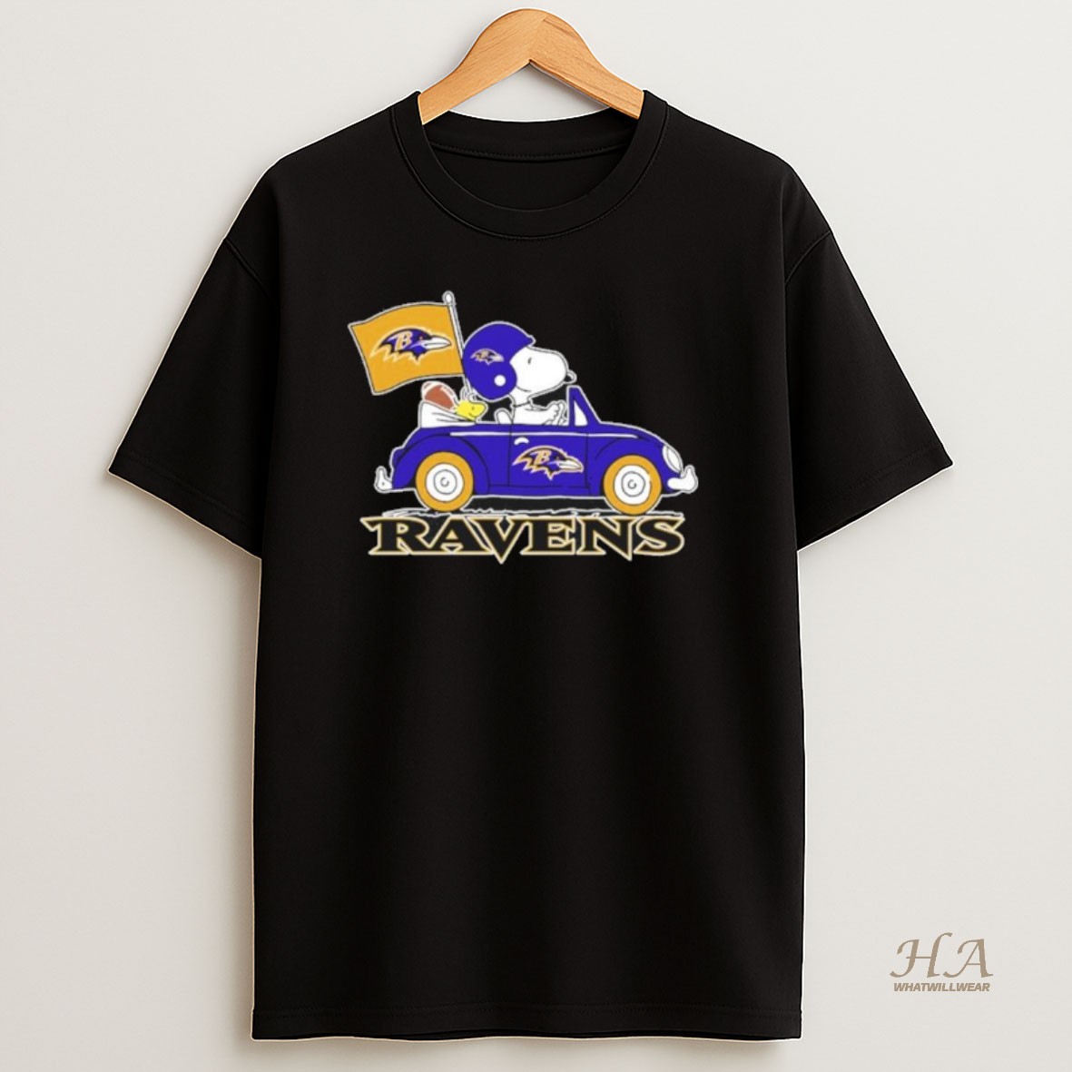 Official Baltimore Ravens Football X Snoopy Drive Car T Shirt
