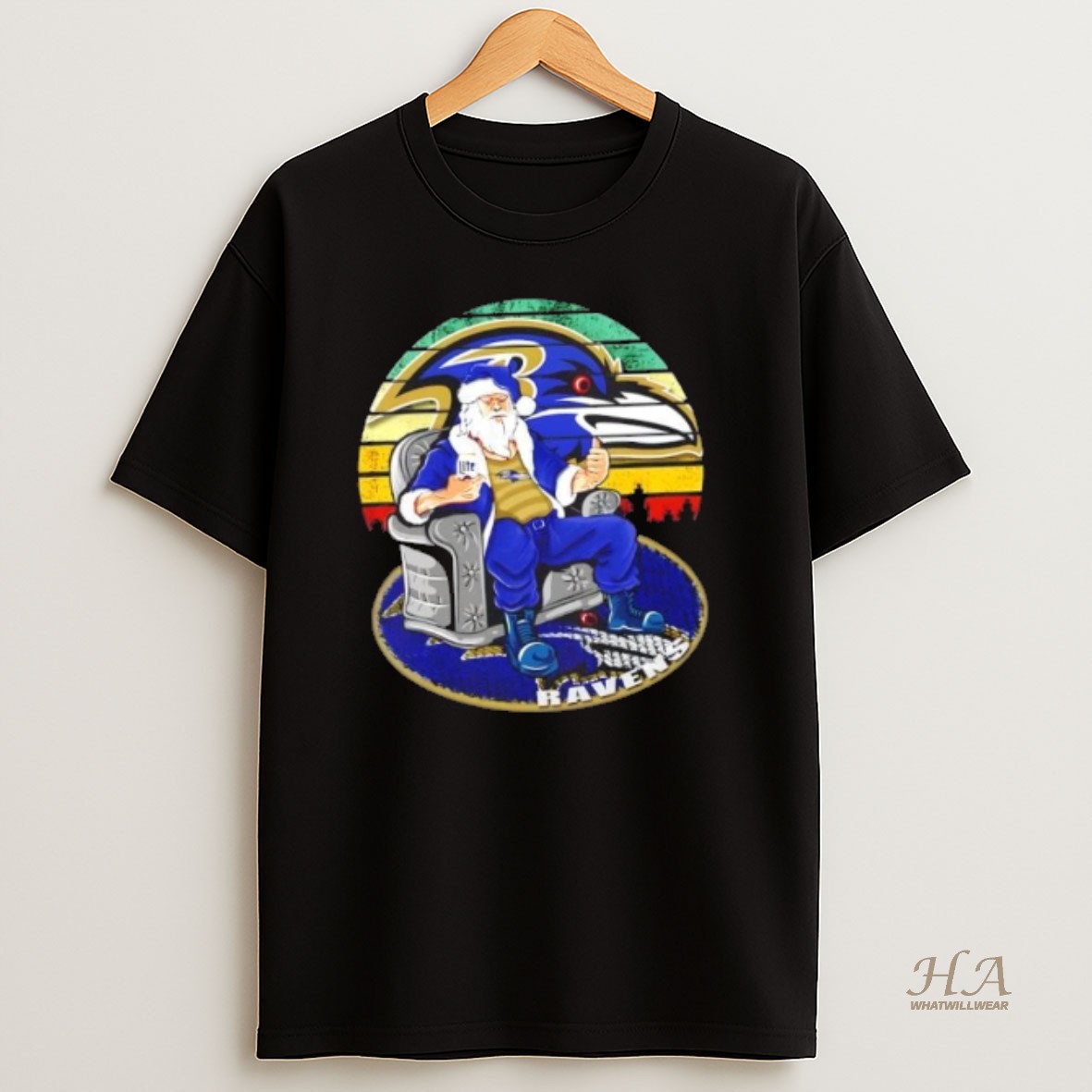 Official Baltimore Ravens X Santa Claus Christmas Vintage T Shirt