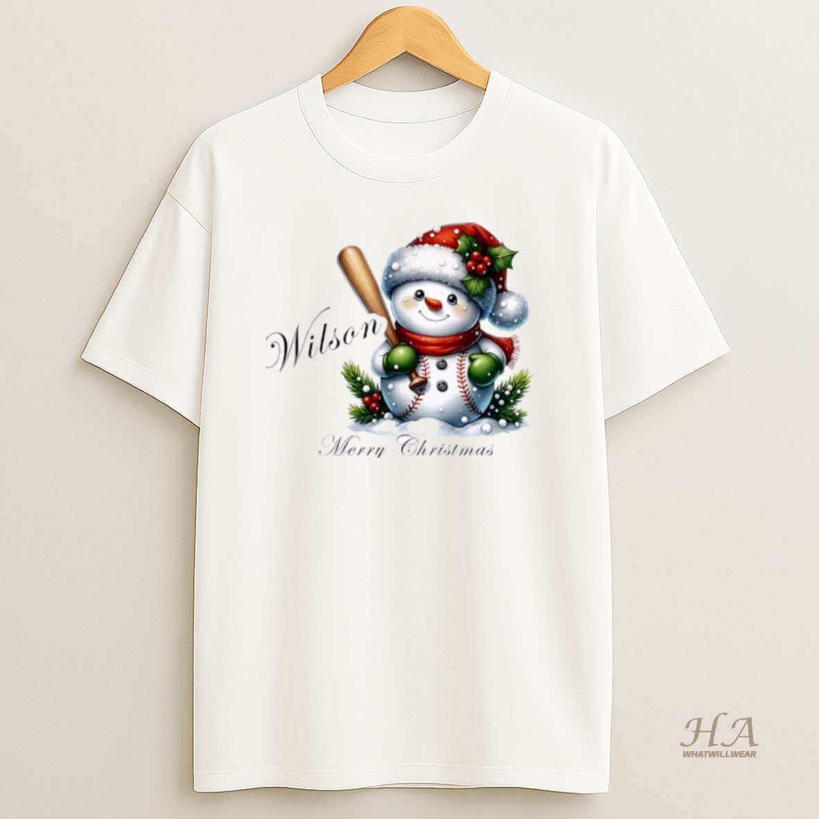 Official Baseball Snowman Xmas Babys First Christmas Personalized Ornaments White T Shirt