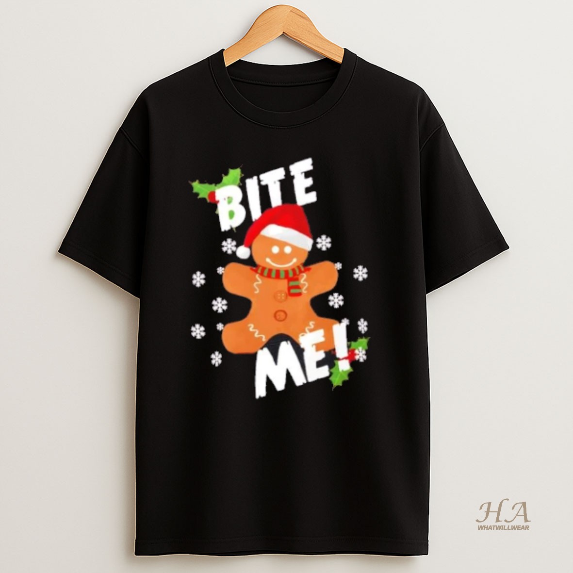 Official Bite Me Gingerbread Christmas Cookie T Shirt