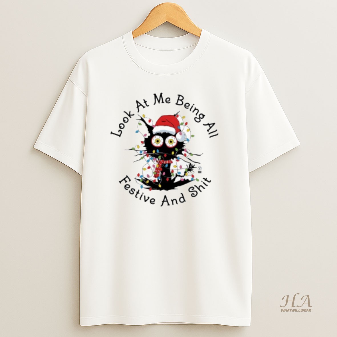 Official Black Cat Christmas Look At Me Being All Festive And Shit T Shirt