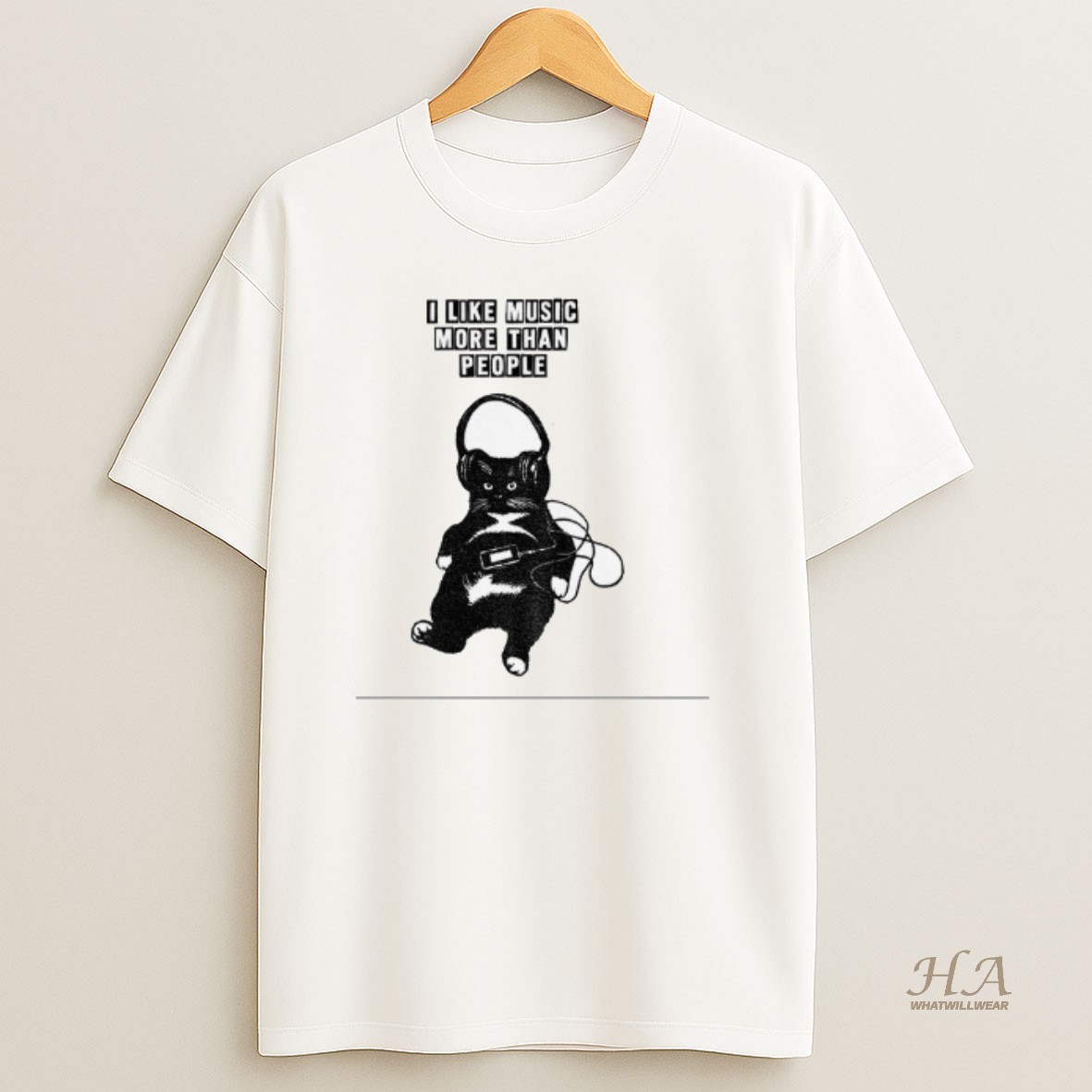 Official Black Cat I Like Music More Than People T Shirt