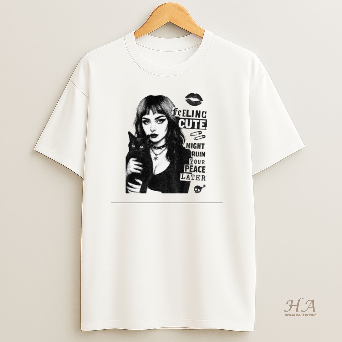 Official Black Cat Feeling Cute Might Ruin Your Peace Later Vintage T Shirt