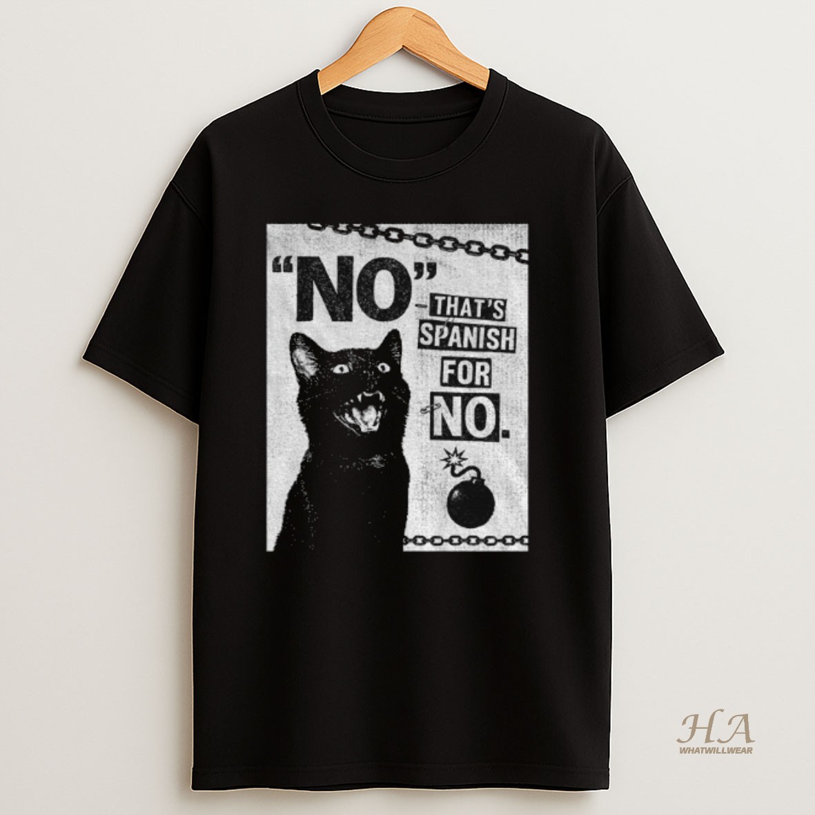 Official Black Cat No Thats Spanish For No Boom Vintage T Shirt