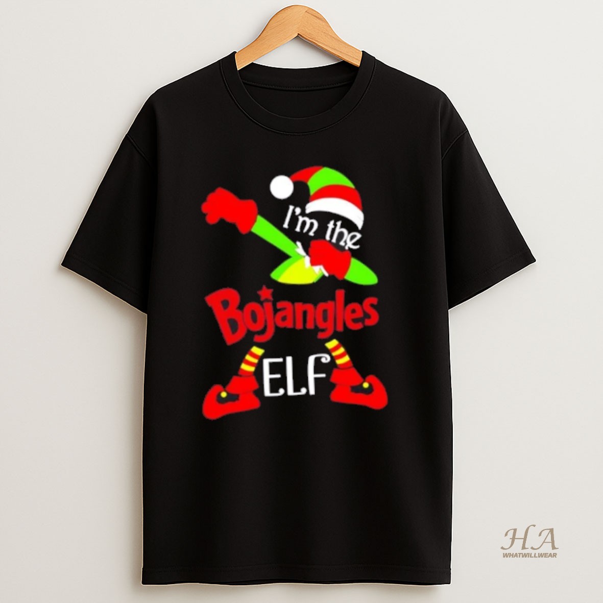 Official Bojangles Im The Elf Dabbing Merry Christmas T Shirt