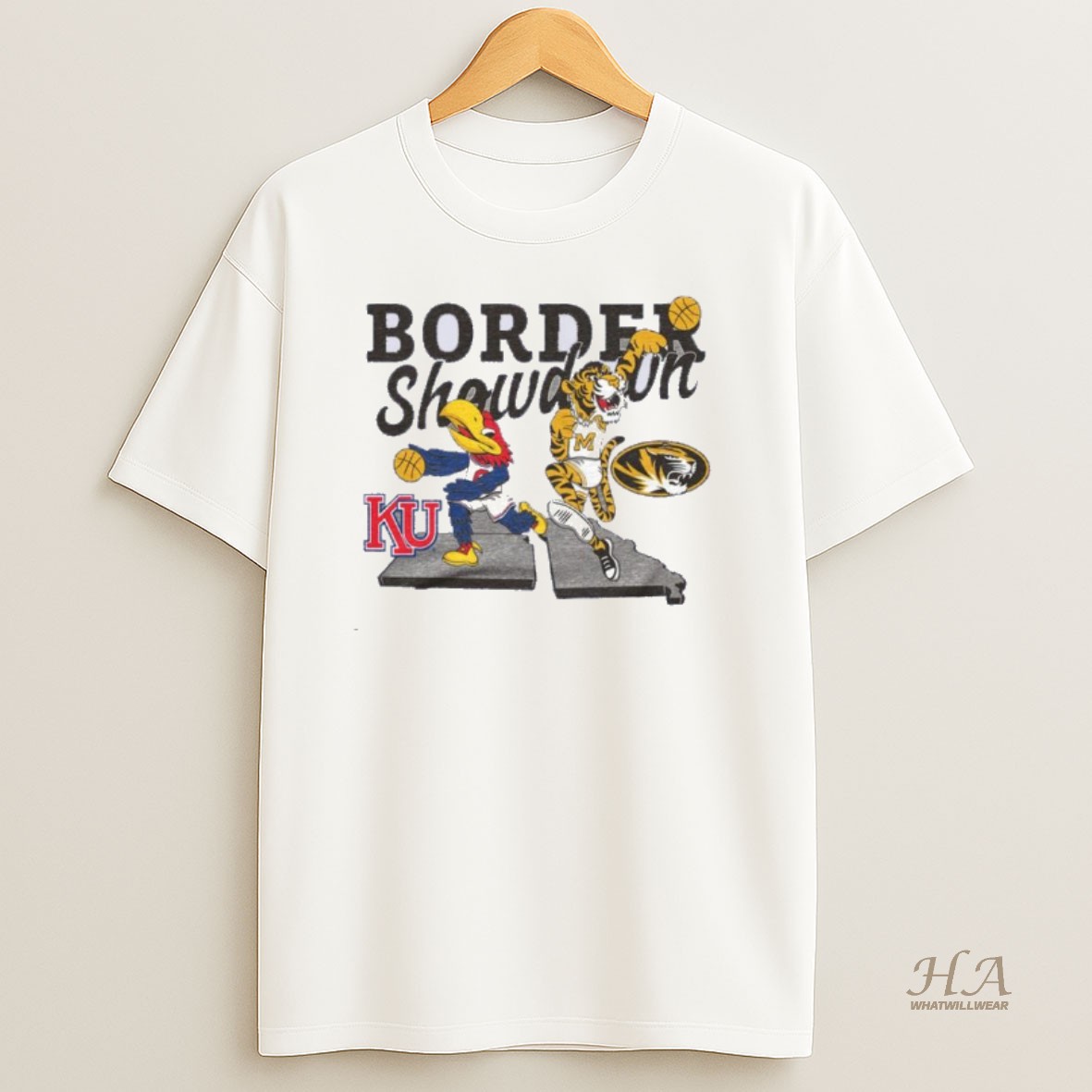 Official Border Showdown Basketball 2025 Ku Vs Mizzou Mascot T Shirt
