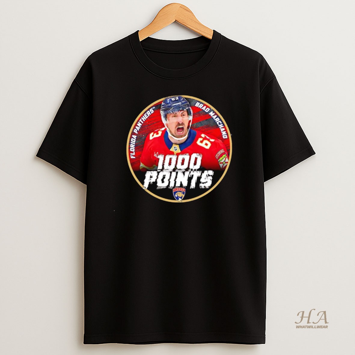 Official Brad Marchand 1000 Points Florida Panthers T Shirt