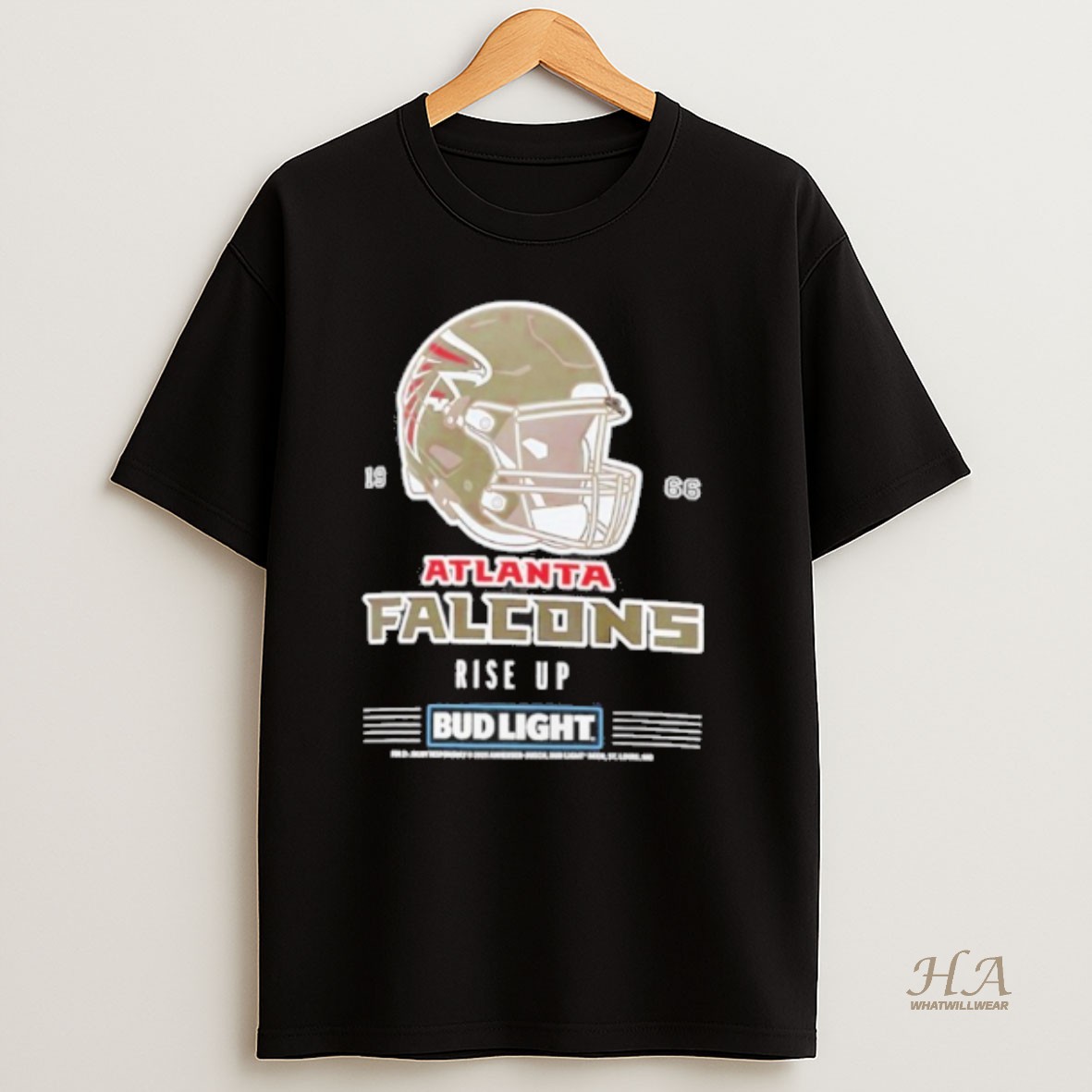 Official Bud Light X Atlanta Falcons Rise Up Helmet T Shirt