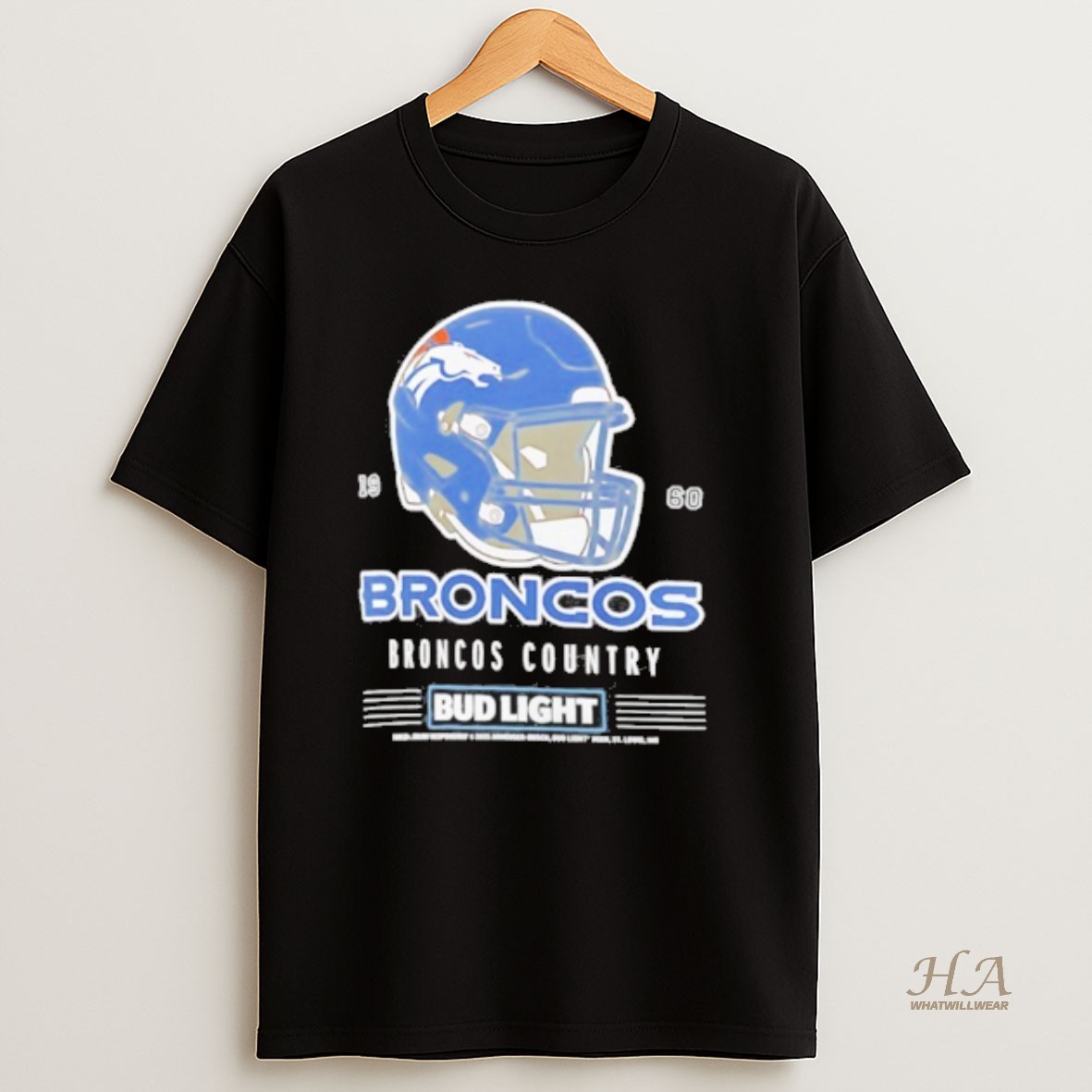 Official Bud Light X Denver Broncos Broncos Country Helmet T Shirt