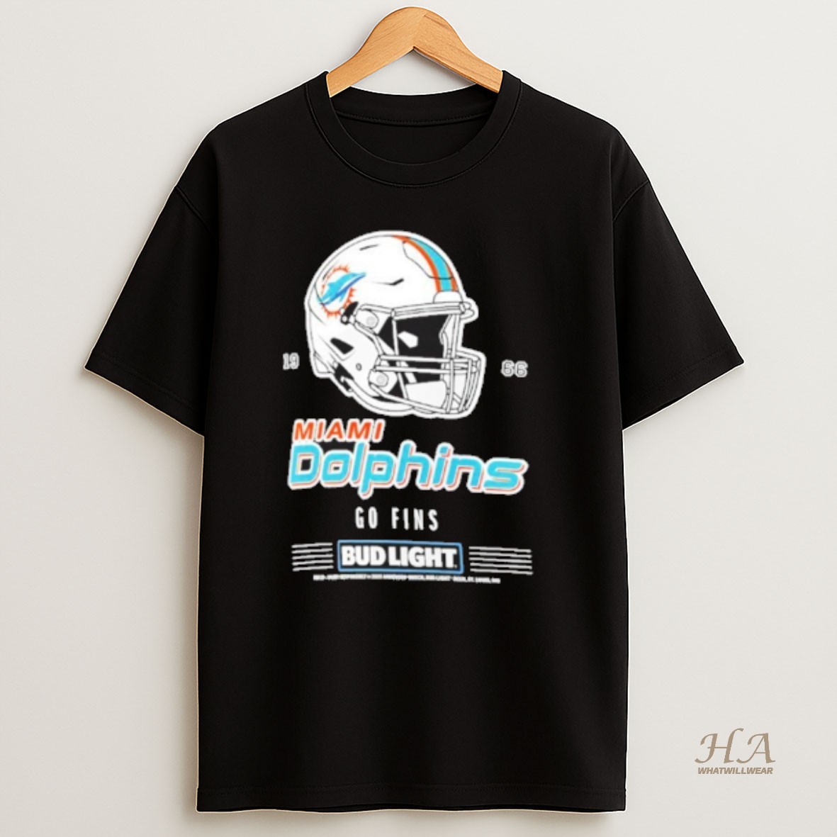 Official Bud Light X Miami Dolphins Go Fins Helmet T Shirt