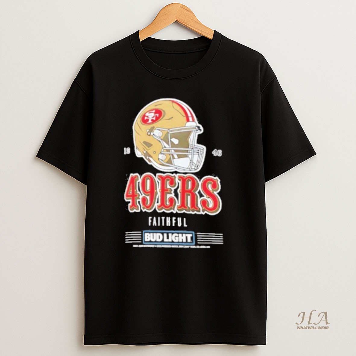 Official Bud Light X San Francisco 49ers Faithful Helmet T Shirt