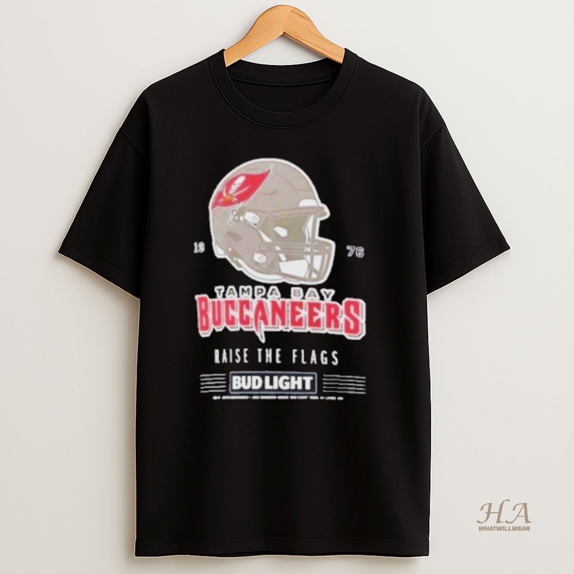 Official Bud Light X Tampa Bay Buccaneers Raise The Flags Helmet T Shirt
