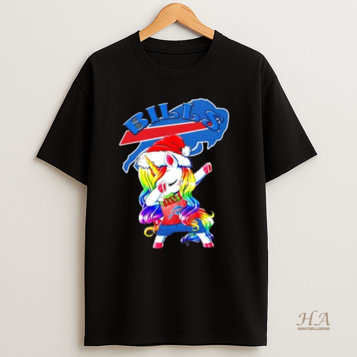 Official Buffalo Bills X Unicorn Santa Hat Dabbing Merry Christmas T Shirt