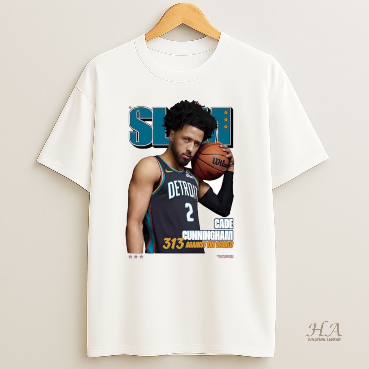 Official Cade Cunningham 313 Against The World Detroit Pistons T Shirt