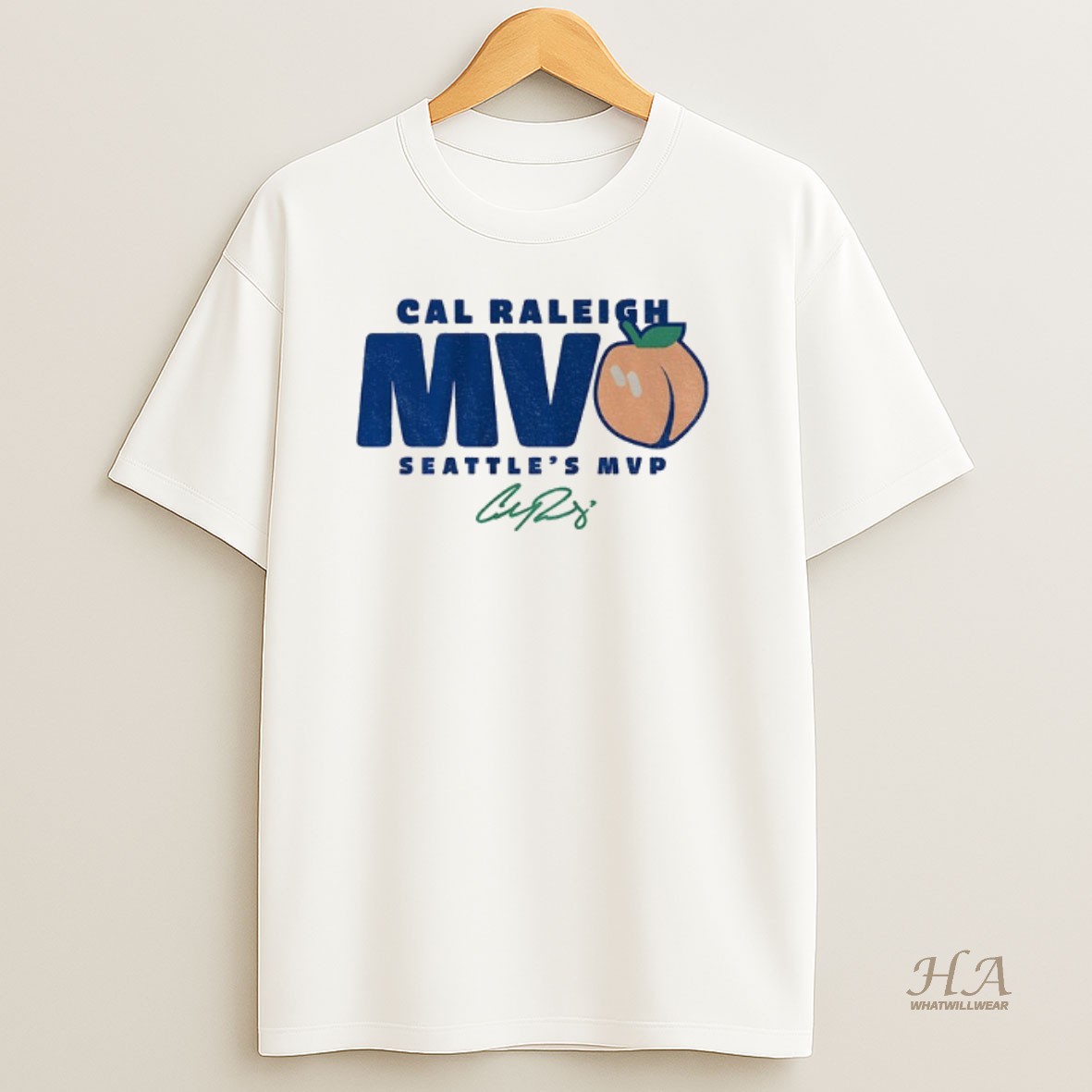 Official Cal Raleigh Seattle Mariners Mlb Baseball Mvp Peach Signature T Shirt