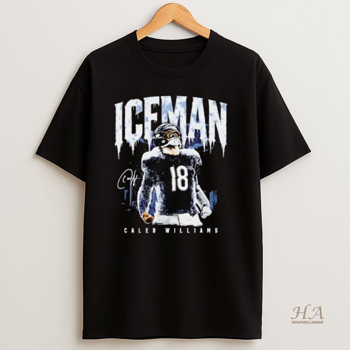 Official Caleb Williams Chicago Iceman Skyline Signature T Shirt