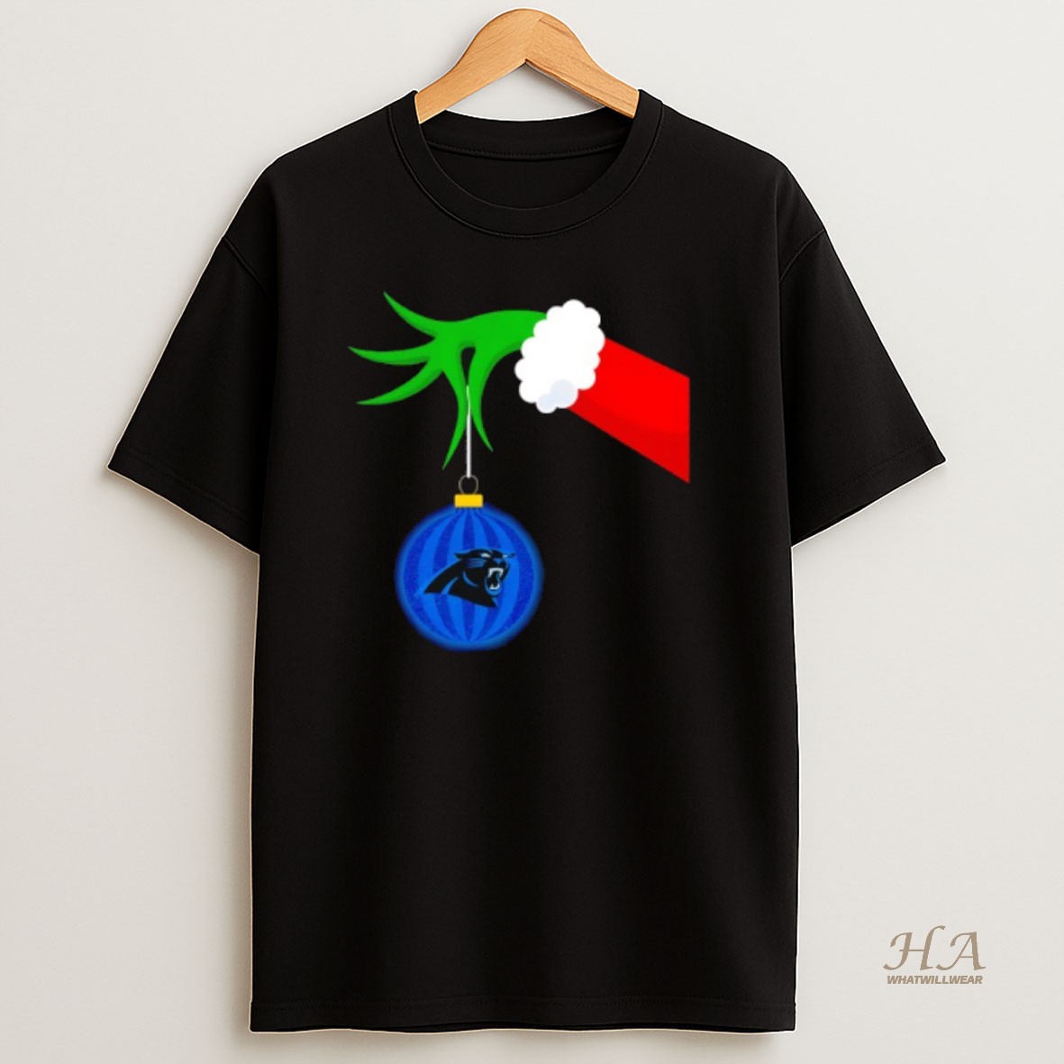 Official Carolina Panthers Grinch Hand Holiday Christmas T Shirt