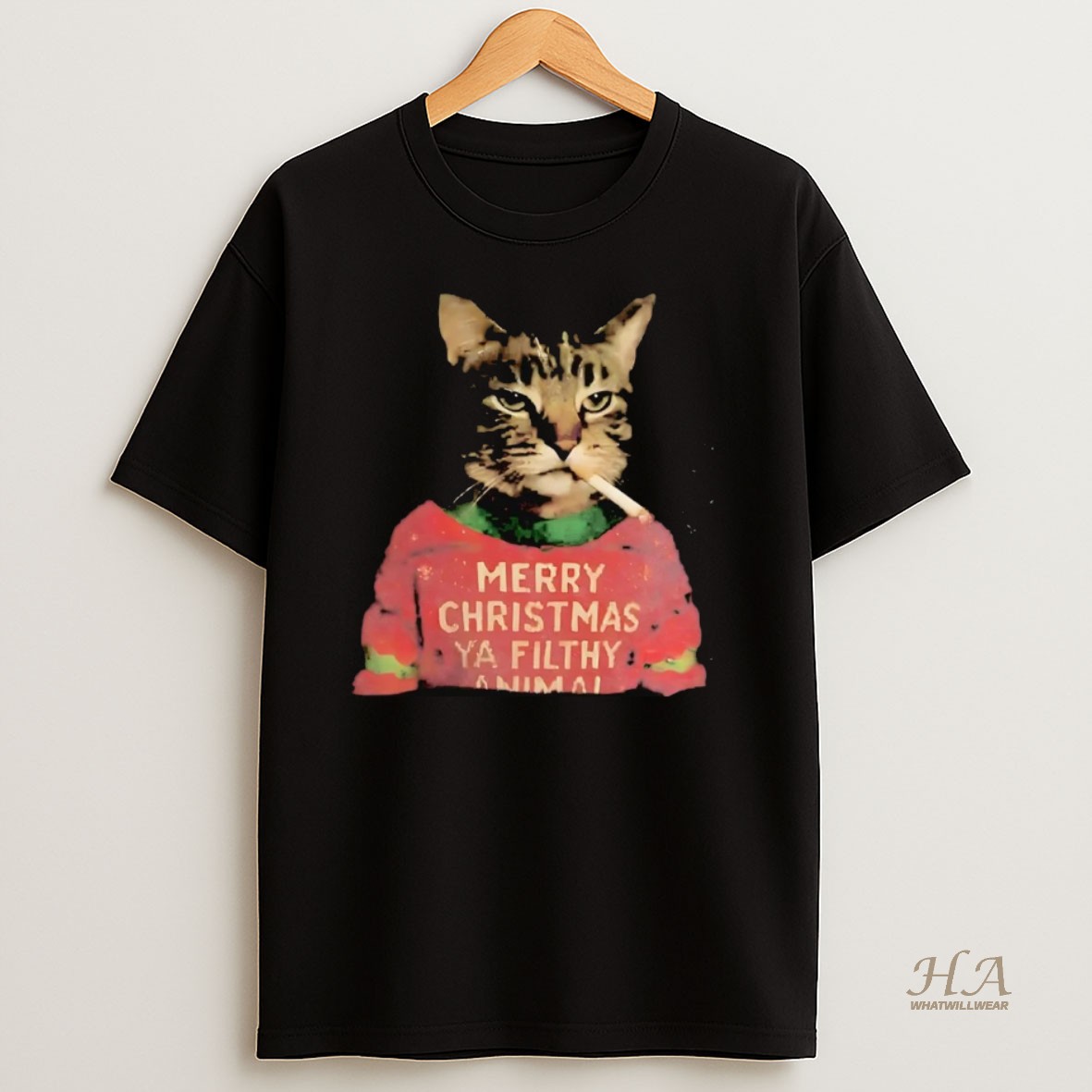 Official Cat Smoking Merry Christmas Ya Filthy Animal T Shirt