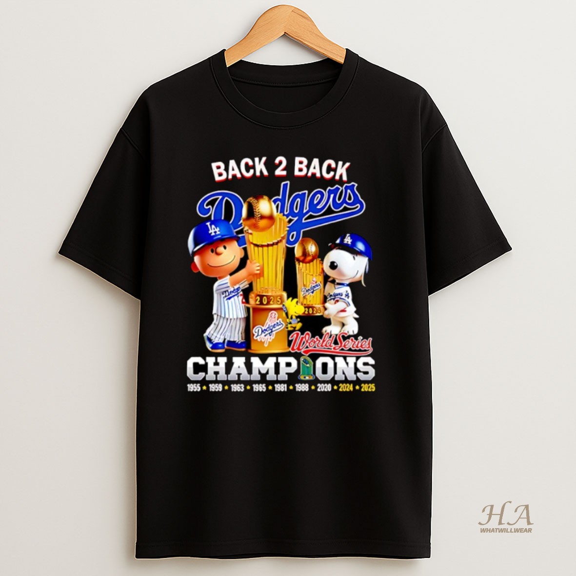 Official Charlie Brown And Snoopy Dodgers Back 2 Back Champions World Series 2024 2025 Shirt