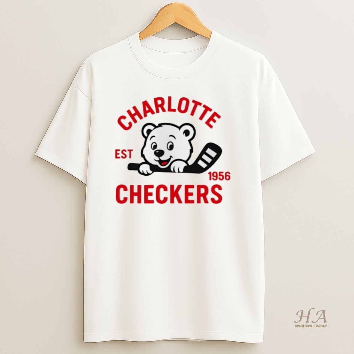 Official Charlotte Checkers Bear Cute Logo Est 1956 T Shirt