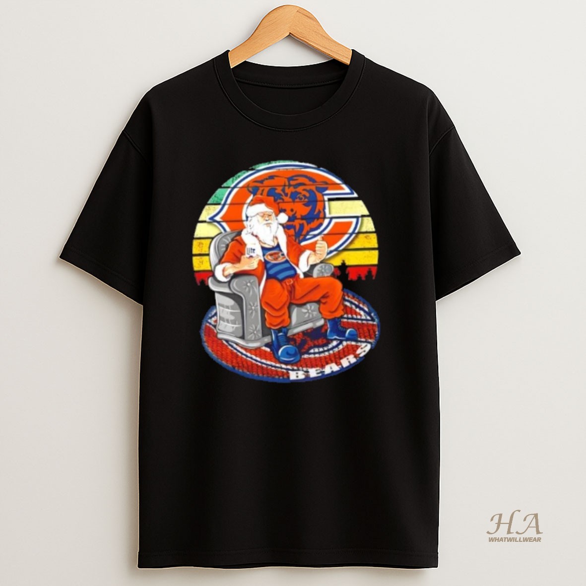 Official Chicago Bears X Santa Claus Christmas Vintage T Shirt