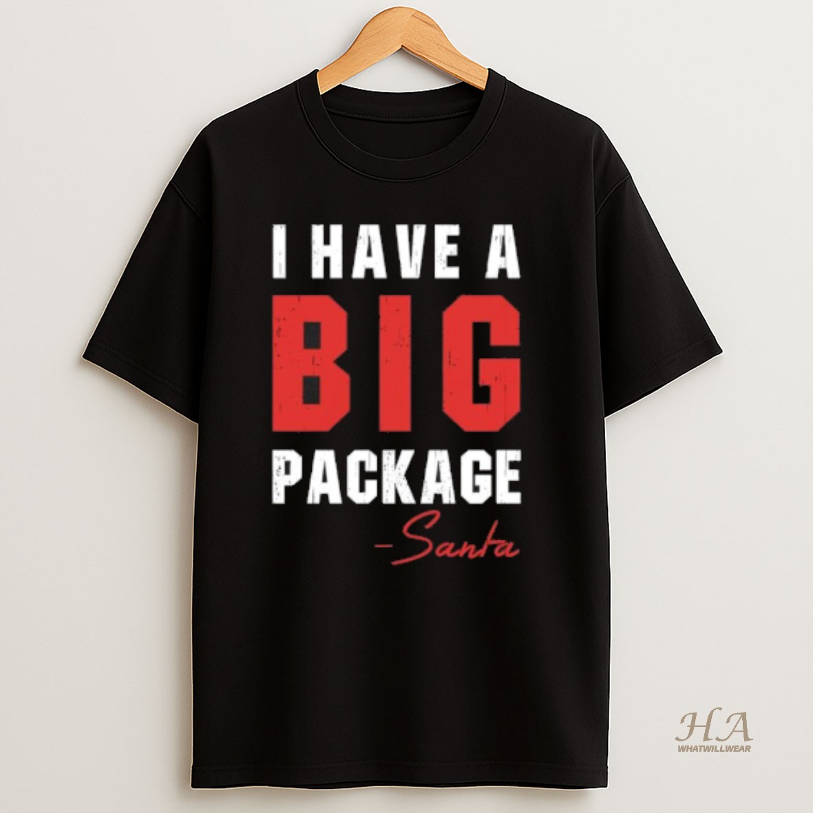 Official Christmas 2025 I Have A Big Package Santa T Shirt