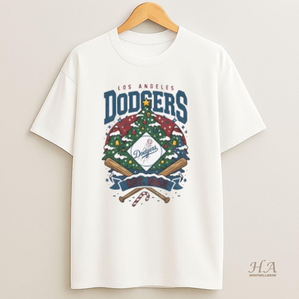 Official Christmas Tree Los Angeles Dodgers Mlb Baseball Est 1883 Merry Christmas T Shirt
