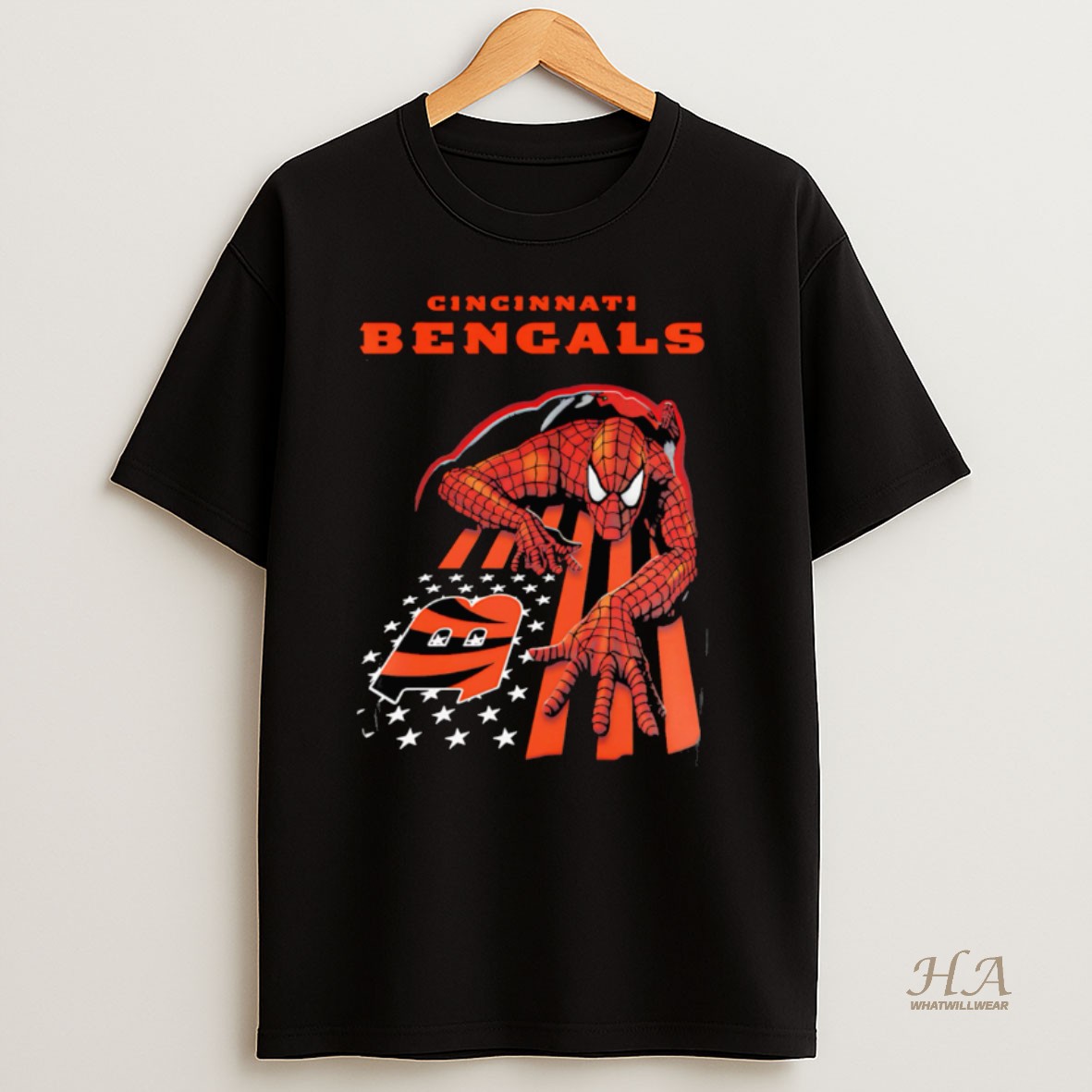 Official Cincinnati Bengals Spiderman America Flag Shirt