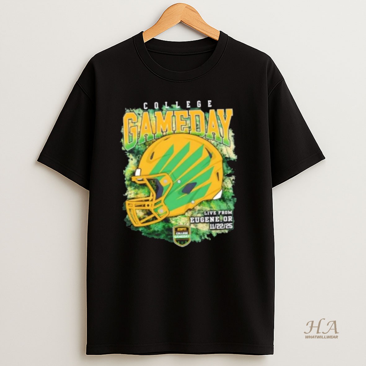 Official College Gameday Oregon Ducks Helmet Live From Eugene Or 11 22 T Shirt
