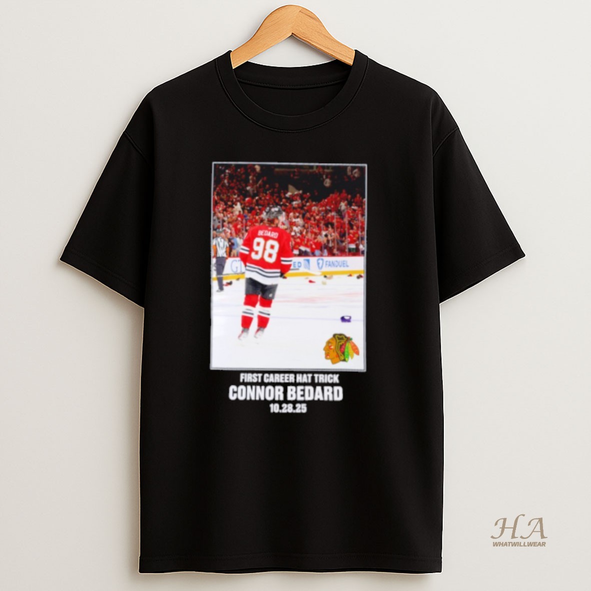 Official Connor Bedard Chicago Blackhawks First Career Hat Trick Shirt