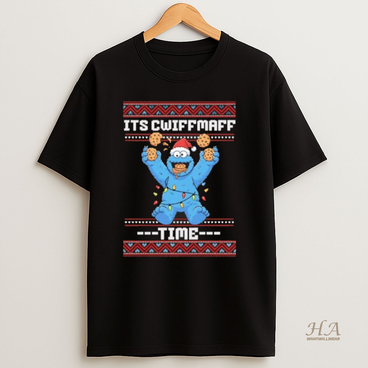 Official Cookie Monster Its Cwiffmaff Time Christmas Ugly Sweat T Shirt