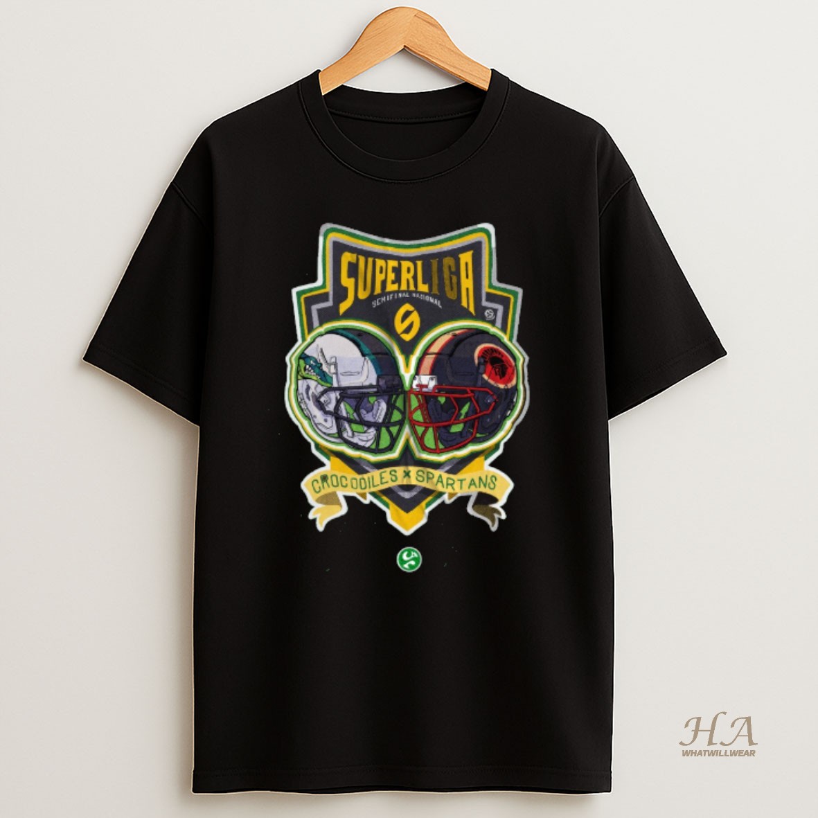 Official Crocodiles Vs Spartans Superliga Semifinal Nacional 2025 Helmet Logo Shirt