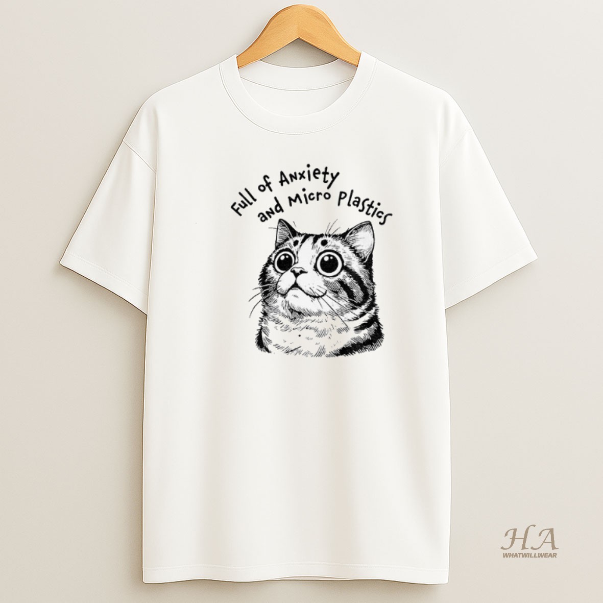 Official Cute Cat Full Of Anxiety And Micro Plastics Vintage T Shirt