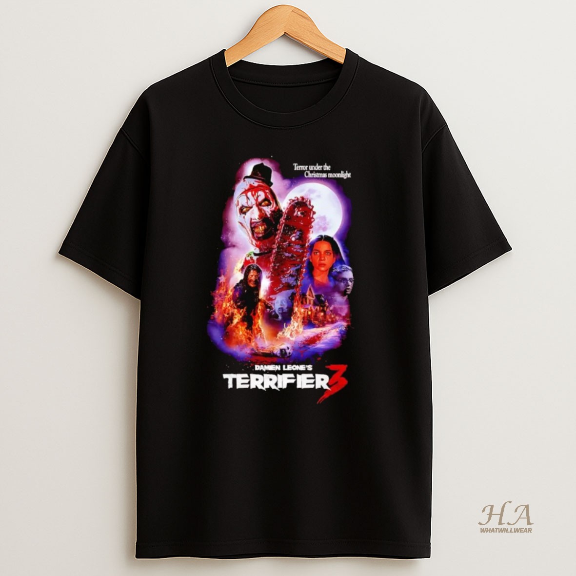 Official Damien Leones Terrifier 3 Terror Under The Christmas Moonlight T Shirt