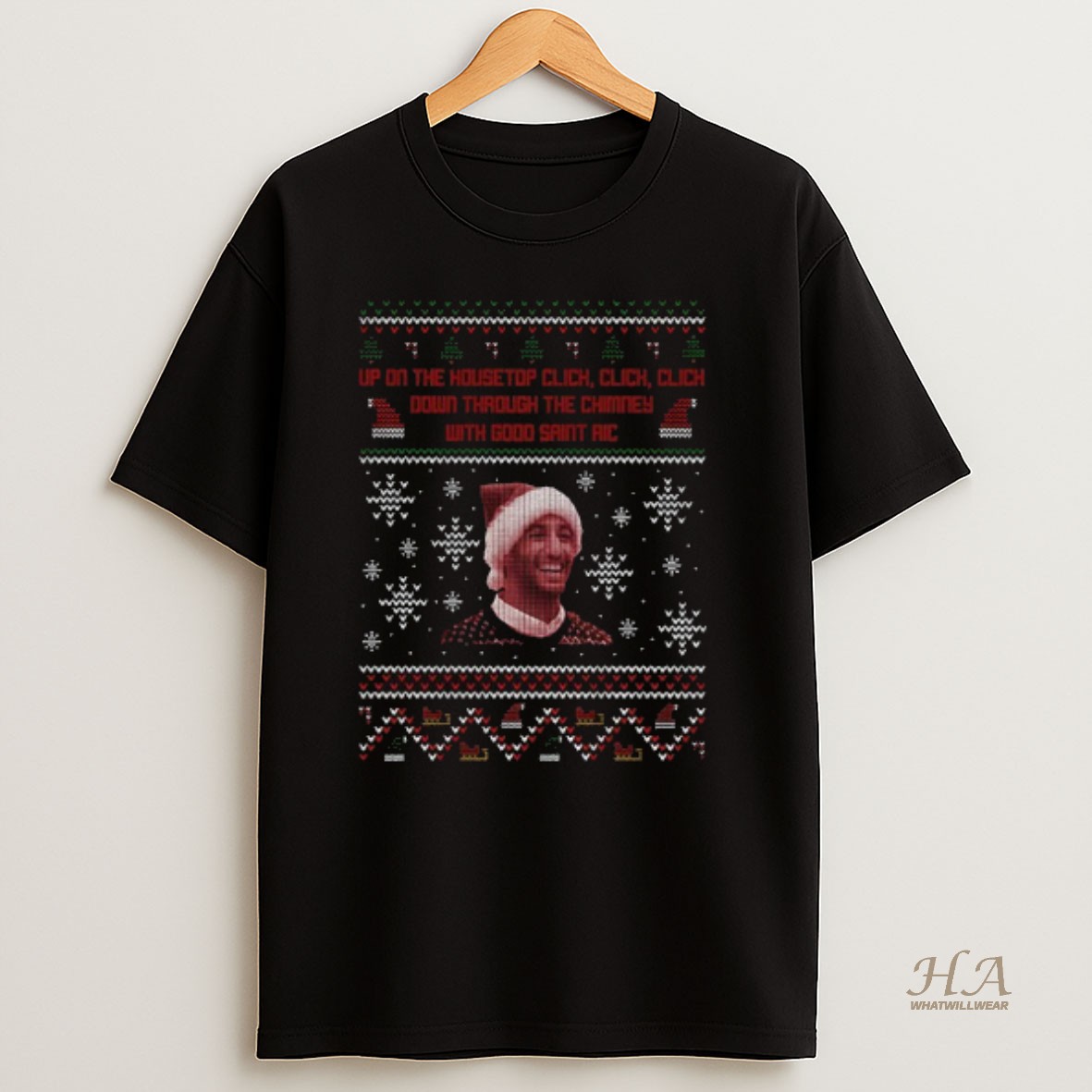 Official Daniel Ricciardo Up On The Housetop Click Click Click Down Through The Chimney With Good Saint Ric Merry Christmas T Shirt