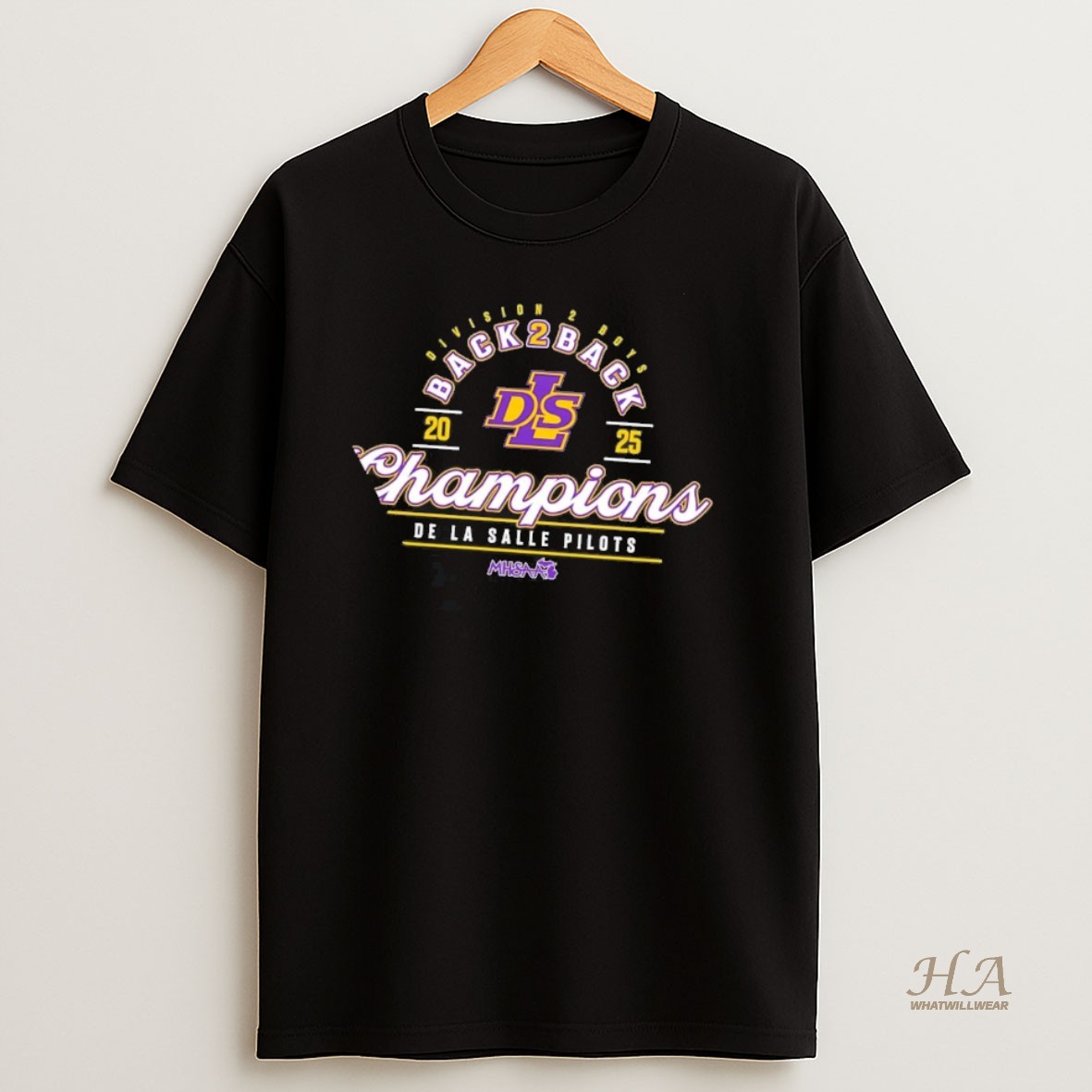 Official De La Salle Pilots Mhsaa Division 2 Boys Back To Back Champions T Shirt