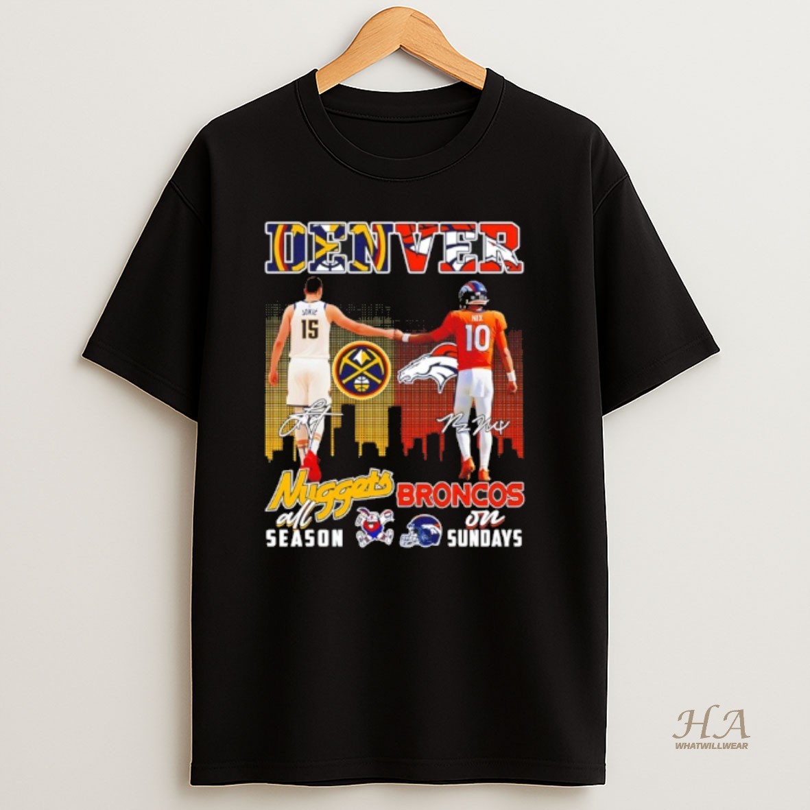 Official Denver Nuggets All Season And Broncos On Sundays T Shirt