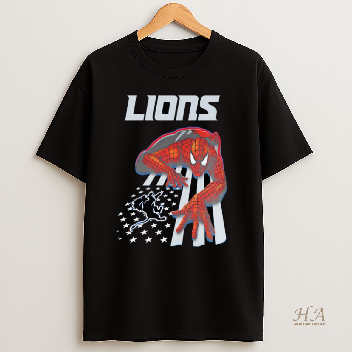 Official Detroit Lions Spiderman America Flag Shirt