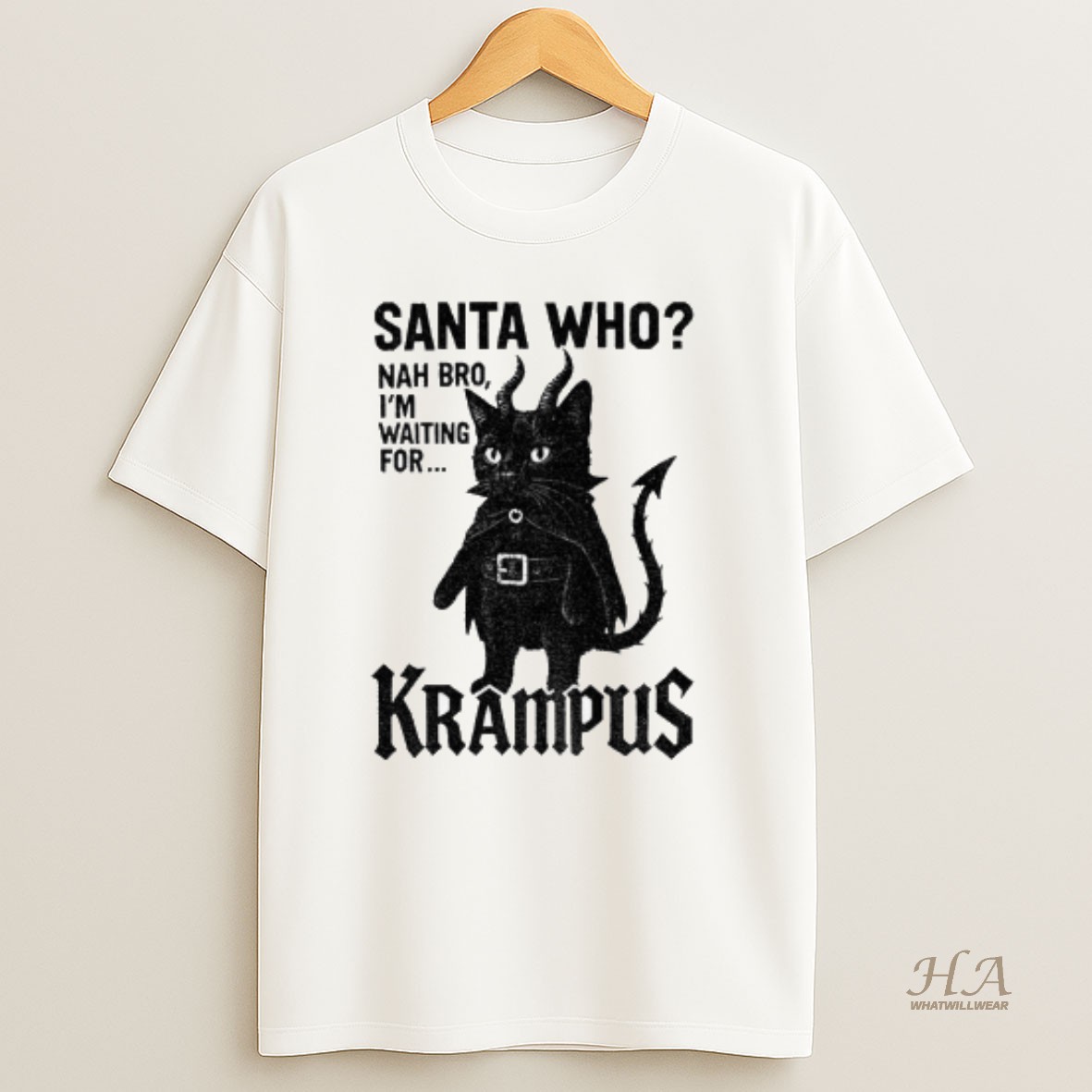 Official Devil Cat Santa Who Nah Bro Im Waiting For Krampus T Shirt