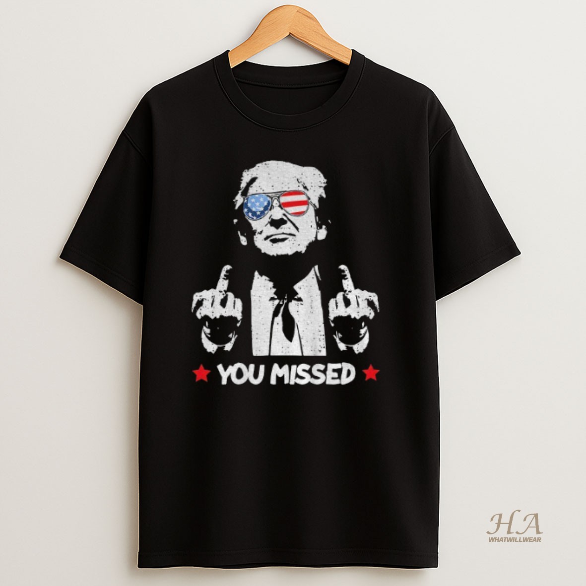 Official Donald Trump Middle Finger Maga Republican You Missed Christmas T Shirt