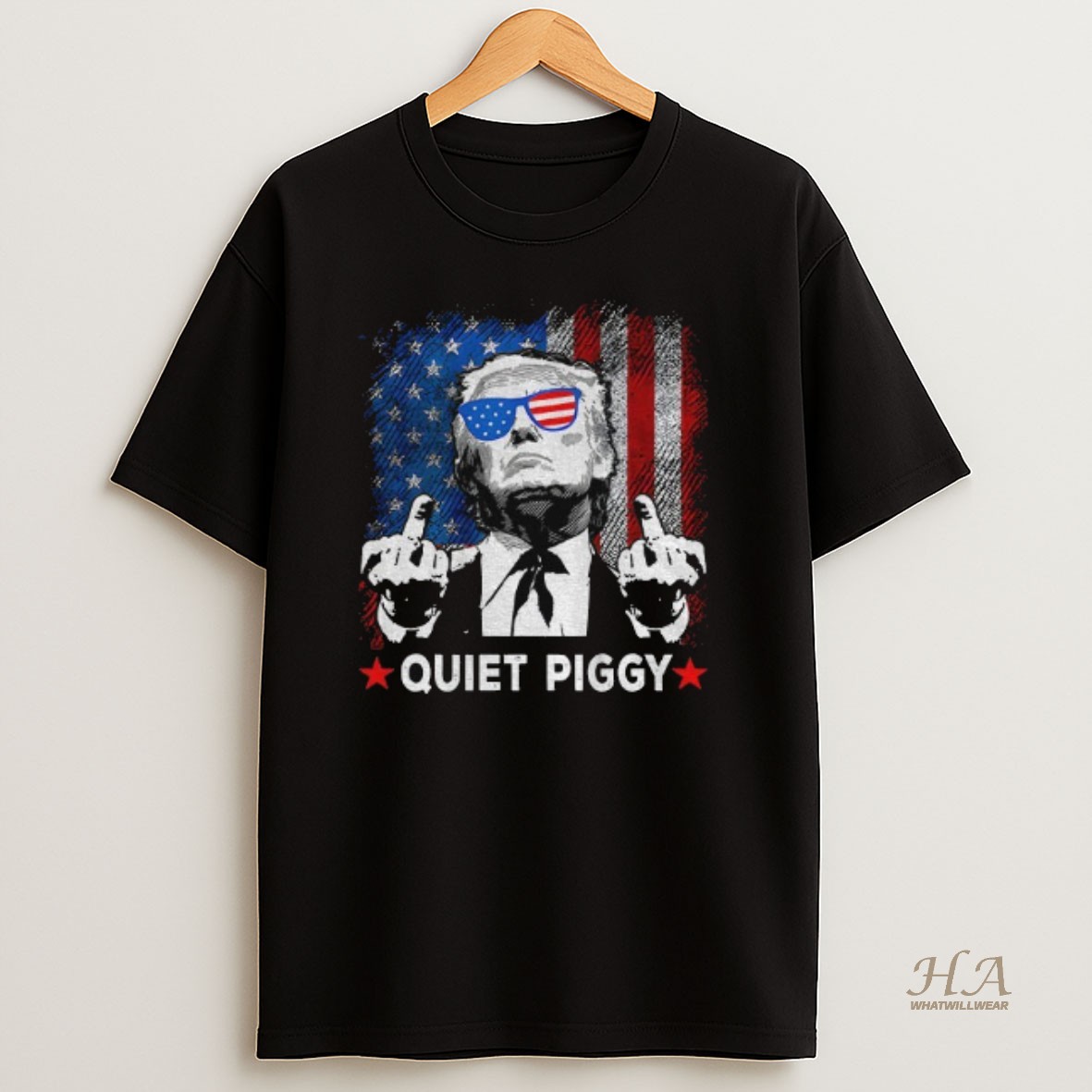 Official Donald Trump Middle Finger Quiet Piggy Epstein Files American Flag Political T Shirt