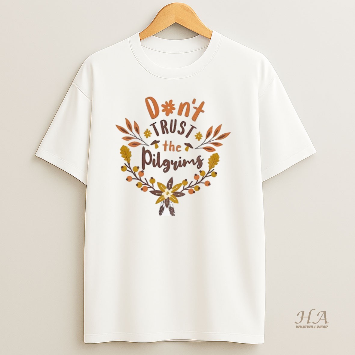 Official Dont Trust The Pilgrims Funny Thanksgiving T Shirt