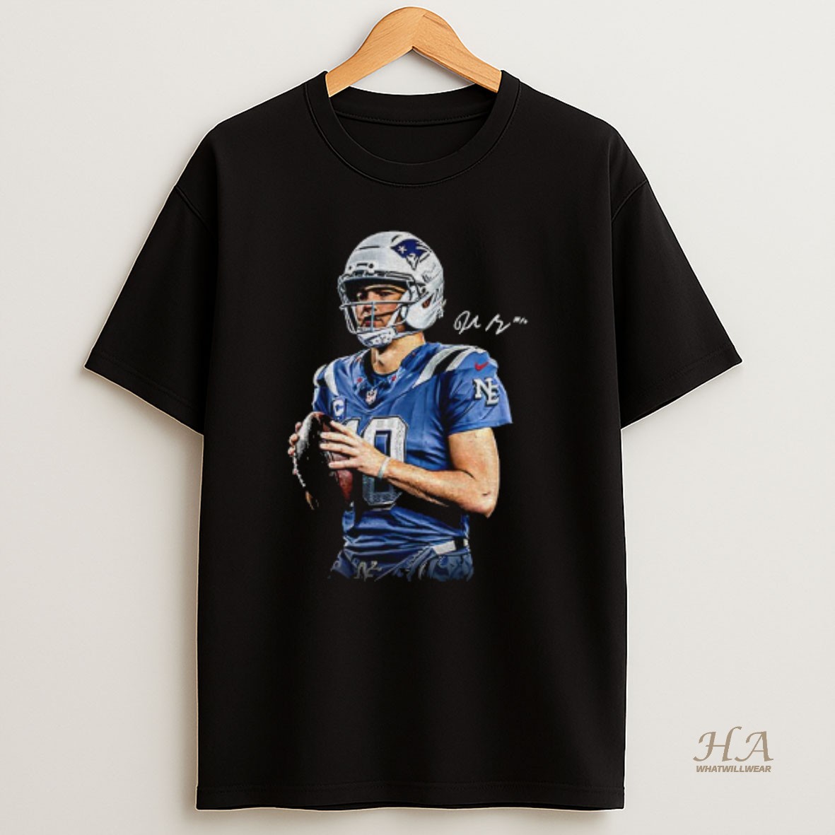 Official Drake Maye New England Patriots Nfl Football New Era Signature T Shirt