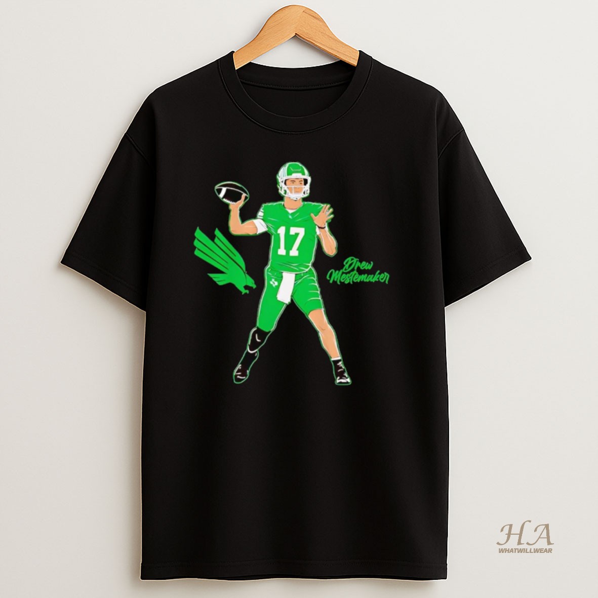 Official Drew Mestemaker Star Pose North Texas Mean Green T Shirt