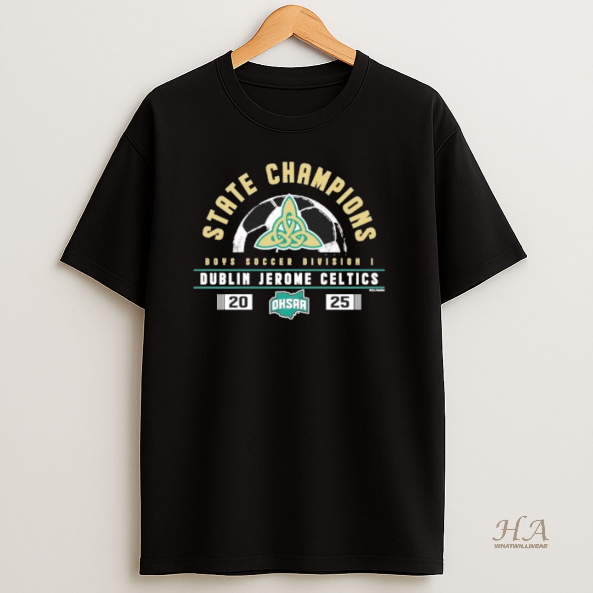 Official Dublin Jerome Celtics 2025 Ohsaa Boys Soccer D1 State Champions T Shirt