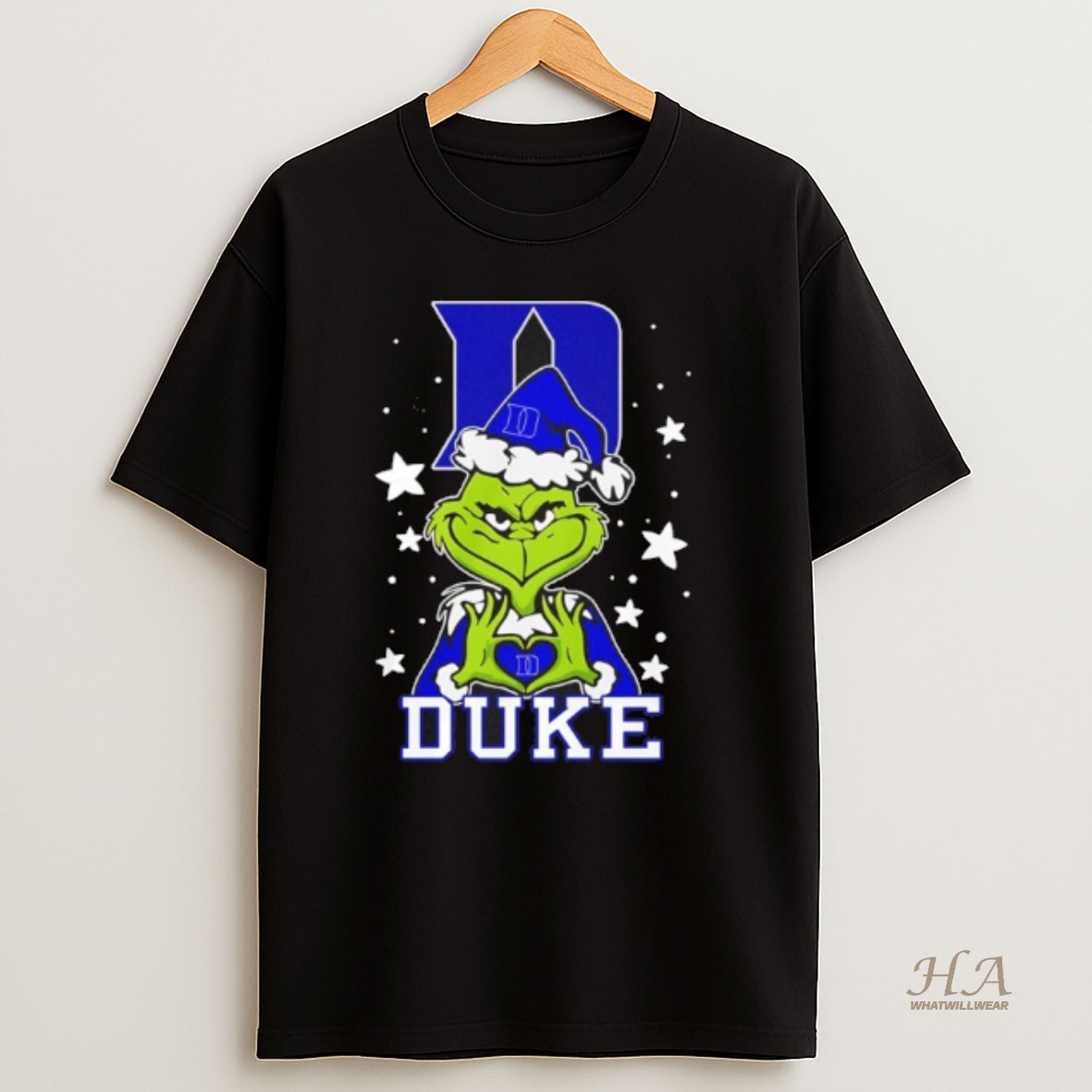 Official Duke Blue Devils Love Grinch Heart Hand Christmas 2025 T Shirt