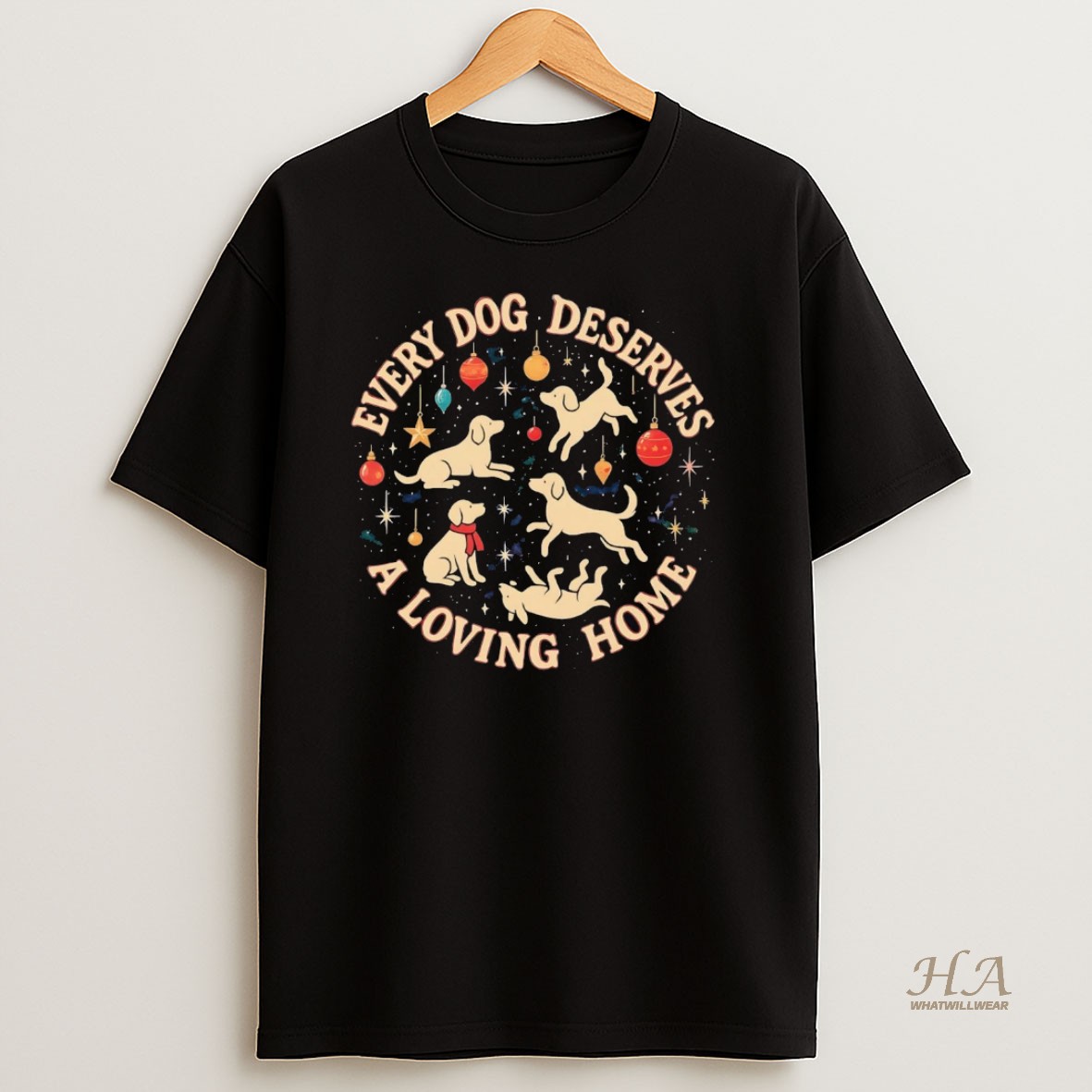 Official Every Dog Deserves A Loving Home Christmas T Shirt