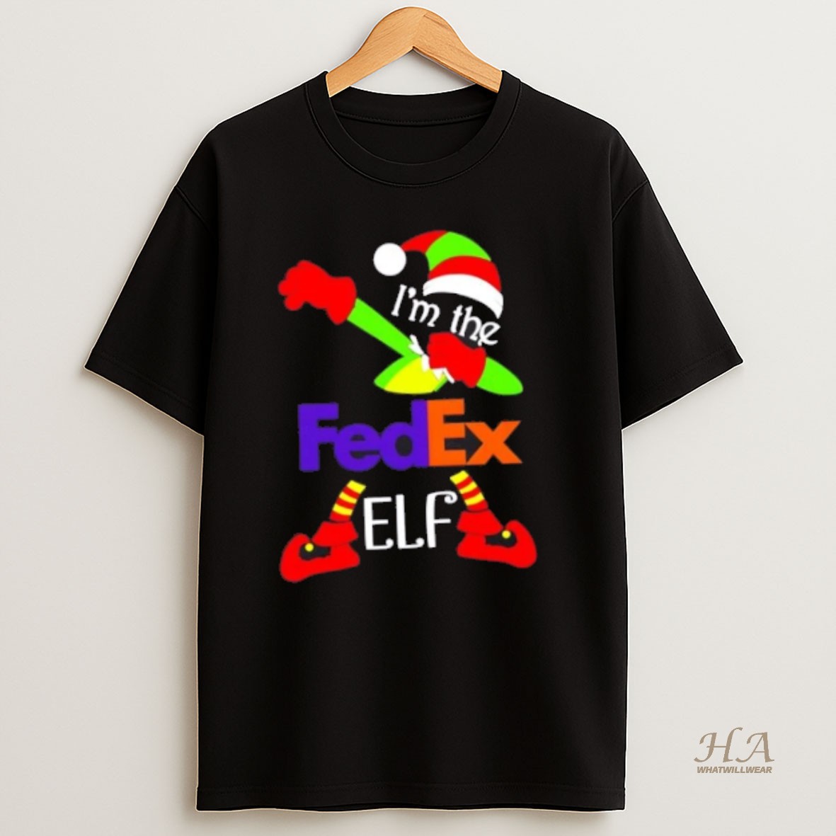 Official Fedex Im The Elf Dabbing Merry Christmas T Shirt
